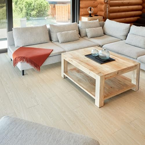 Self Adhesive Floor Planks - 7 Planks Pack Covering 10.47 sq ft / 0.97sqm | Each Stick On Tile Plank Measures 5.9x35.9in (91.4x15.2cm) | Peel and Stick Vinyl Flooring | Natural Oak Wood Effect