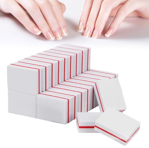 HABNI 30 Pezzi di Set di Spugna per Unghie, Blocchi di Lime per Unghie, Blocchi di Spugna per Lime per Unghie Professionali con Cuscinetto per Manicure (Bianco)