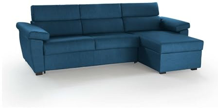 Talamo Italia - Sofa mit Halbinsel Vincenza, Ecksofa für Wohnzimmer, gepolstert, Abnehmbarer Bezug, 100% Made in Italy-Qualität, 285x160 h100 cm, Blau