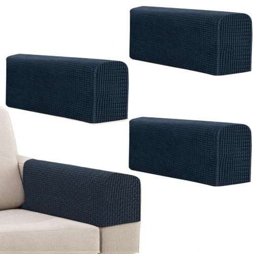 Niuoppy 4Pcs Armchair Covers Protectors Slipcover, Sofa Arm Covers Anti-Slip, Thickened Arm Rest Covers for Sofa, Chair Arm Cover for Sofa Protector Couches Recliner (4, Dark Grey)