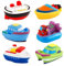 Barcos de baño, juguetes acuáticos para la bañera, juguetes divertidos para la piscina y la bañera, juego de 6 accesorios de baño para bebés con formas de barco