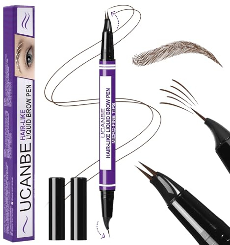 UCANBE Lápiz de Cejas 2-en-1 Efecto Microblading | Rotulador doble punta para trazos naturales pelo a pelo. Punta de horquilla precisa. Larga duración (03 Marrón Oscuro)