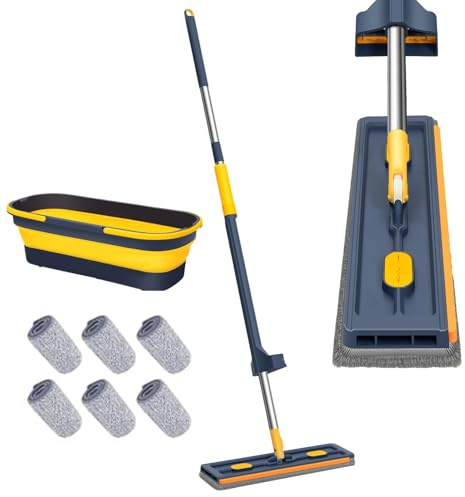 Flat Head Broom - Floor Cleaning Tool, Large Flat Broom for Home, Tiles, Bathrooms, Living Room, Bedroom, Kitchen, Carpet, Parquet