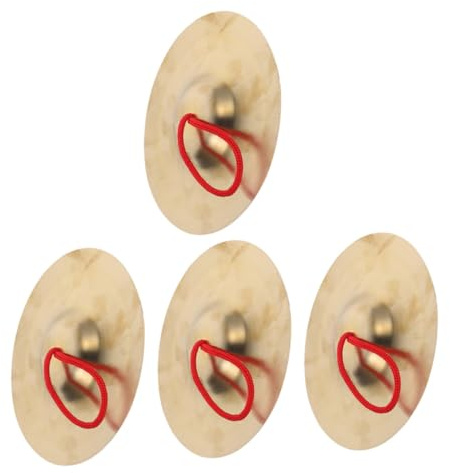 4 Stück Goldene Kinder Fingerzimbeln aus Kupfer, 15 Cm | Marschbecken aus Metall, Leicht und Tragbar, für Schulanfang Party und Gruppenunterricht