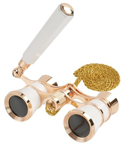 BOSTRON Opernglas 3x25 Vintage Theaterglas mit Kette für Damen(Weiß)