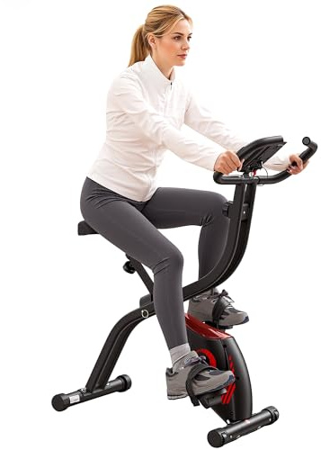 Heimtrainer Fahrrad Klappbar, Hometrainer Fahrrad mit 16 Stufen Magnetwiderstand, LCD Monitor und Handpulsmessung, Bequemem Sitzkissen, 120 kg Belastbarkeit für Kardio-Training zu Hause