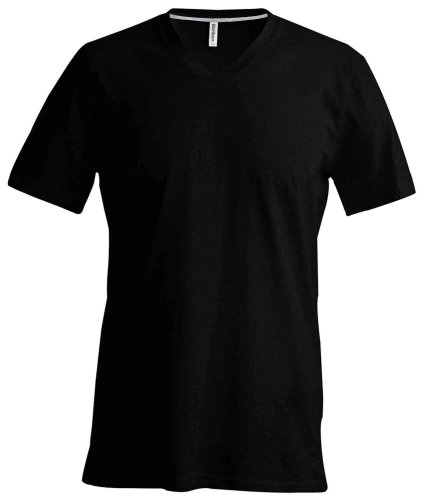 Kariban Mens Short Sleeve V Neck Slim Fit T Shirt (XL) (Black)