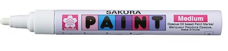 SAKURA Paint Marker - Medium Weiß - Flüssige Paint Marker - Schnelltrocknend - Permanent - Geeignet für Holz, Metall, Leder, Kunststoff, Glas - Langlebiger Aluminiumtank