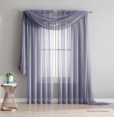 John Aird Voile Window Scarf Pelmet 150cm x 300cm (Silver)