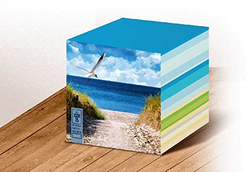 Notizwürfel Meeresrauschen 950 Blatt bunt geleimt Notizzettel Meer Strand-Motiv blau grün