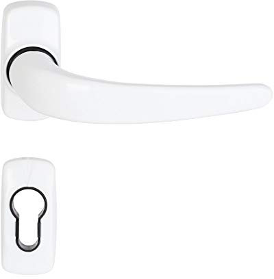 Paire de Poignées de Porte sur Rosaces KLOSE besser STELLUS + 2 Rosaces Trous Cylindres - Blanches