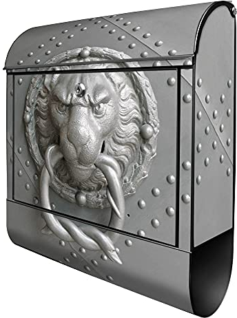 banjado® Design Briefkasten mit Eisentor 38,5x46,5x13cm & 2 Schlüssel - Briefkasten Stahl schwarz mit Zeitungsfach pulverbeschichtet - Postkasten A4 Einwurf inkl. Montagematerial