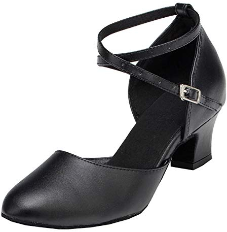 MINITOO Donna Latino Tango Ballo Salsa Danza Scarpe Chiusa Party Serata Decollete con Tacco L188 Nero 5cm Tacco EU 36