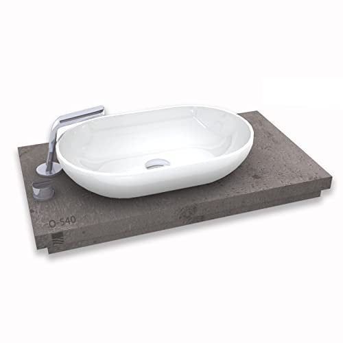 BERNSTEIN Aufsatzwaschbecken O-540 aus Mineralguss Solid Stone – Weiß matt, 54 x 34 x 10,5 cm – Waschbecken – Waschtisch, Möbelwaschbecken, Handwaschbecken