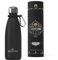 Greens Steel Gourde Isotherme - 350 ml, Noir I Acier Inoxydable I Bouteille Double Paroi Isolée Sous Vide I Mousqueton, Boîte Cadeau I Réutilisable et Étanche I Adultes et Enfants I Sans BPA