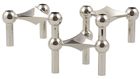 Stoff Nagel Kerzenhalter, Metall, silber, 6,5 x 10,2 cm
