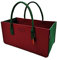 RAIKOU KULT Filz-Tasche Shopper NEU Filzkorb Einkaufstasche Henkeltasche Zeitungskorb Stabile Kaminholztasche Zeitungsständer auch für Spielzeug Garten Picknick Strand (Rot/Kieferngrün,50x25x25cm)