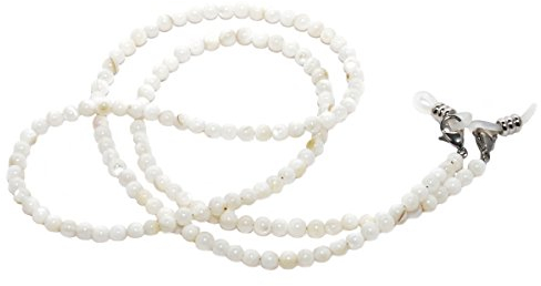 rainbow safety Brillenkette Brillenband Brillenhalter Schlangenkette Natürliche Edelstein Perlen Amazonit Achat Tigerauge Amethyst RC (Mother Pearl White)