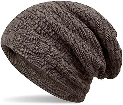 Hatstar Warme gefütterte Feinstrick Damen Beanie Herren Mütze | mit Flecht Muster und sehr weichem Fleece Innenfutter | Unisex Wintermütze weich & warm (4 | Khaki braun)