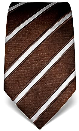 Vincenzo Boretti Herren Krawatte reine Seide gestreift edel Männer-Design zum Hemd mit Anzug für Business Hochzeit 8 cm schmal/breit dunkelbraun