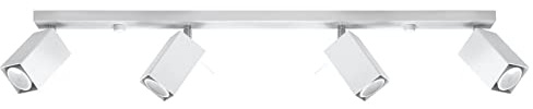 SOLLUX lighting Deckenlampe Deckenleuchte Deckenstrahler Stahl - 4 Flammig - LED Lampe Glühbirne - Weiß Merida