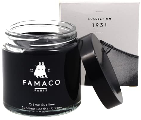 Famaco - Crème Sublime 100 ml - 100 ml - NOIR - Cire d'Abeille, Cire de Carnauba & Huile d'Argan - Recolore et Hydrate le Cuir - Redonne de la Brillance