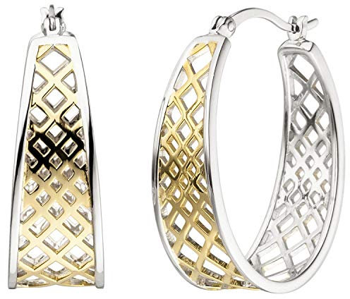 Jobo Damen-Creolen aus 925 Sterling Silber Bicolor vergoldet