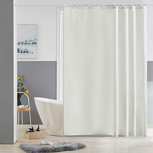 Furlinic Duschvorhang Antischimmel Waschbar Textil Polyester Beige 180x180 | Wasserdicht Stoff für Badewanne Mit Gewicht Mit Ösen Boho Hochwertig Badvorhang Beschwerter Saum mit 12 Duschringen.
