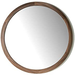 Ángel Cerdá - Espejo de Pared Redondo con Marco en Madera Nogal - Espejo Grande para Decoración - Espejo Pared Mueble Versátil - Ø90 x 4 cm