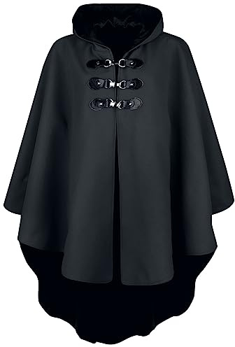 Gothicana by EMP Damen schwarzes Cape mit Kapuze