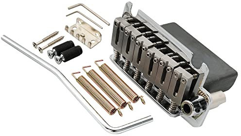 Musiclily Pro 54mm 2-Punkt Modern Tremolo Bridge ST-Style Tremolo Steg mit Edelstahl Saitenreiter Vollstahlblock für Japan Import Strat E-Gitarre, Chrom