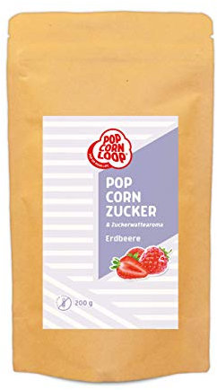 Popcornzucker Erdbeere 200g Zucker Aroma perfekt geeignet für Zuckerwatte und Popcorn zum zubereiten Zuhause Süßes Premium Zuckeraroma