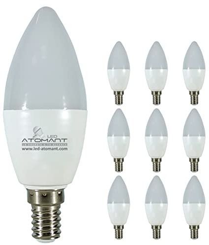 LED ATOMANT Packung mit 10 LED-Lampe E14 Kerze C37 9W, Farbe Neutralweiß, 950 Lumen, dünner Sockel, entspricht 80W