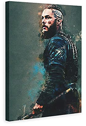 Wandkunst, Dekoration, Ragnar Lothbrok VikingS, Leinwand, Poster, Schlafzimmer, Büro, Raumdekoration, Geschenk, Dekoration, Druckbild für Wohnzimmer, Schlafzimmer, Dekoration, 60 x 90 cm
