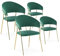 INTENSE DECO Lot de 4 chaises Margaux Velours Vert Pieds Or