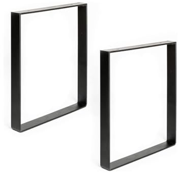 REI - 2er-Set Couchtischbeine im Industriestil - Stahl - 350 x 40 x 385 mm - Schwarzes Porenfinish - Belastbar bis 250 kg - Keine Schrauben enthalten