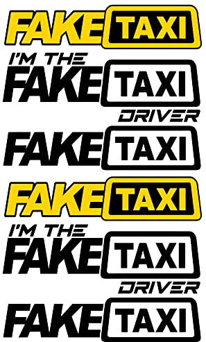 Pack Aufkleber Faketaxi Fake Taxi and I'm The Fake Taxi Driver 6 Stück für Autos oder Motorräder (Schwarz)