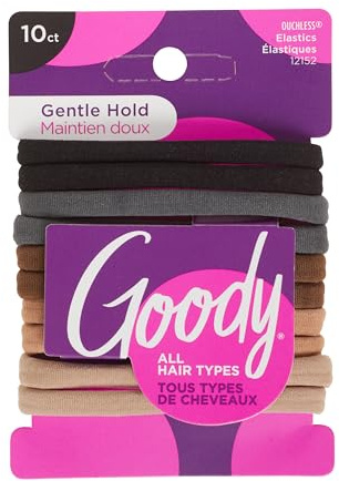 Goody Ouchless Seamless Hair Elastics, 10 Ct, Neutral Tones, Damage-Free Gentle Hold Ties, No Snag or Pull, For All Occasions, Chic Styling Accessories for Women & Men, All Hair Types