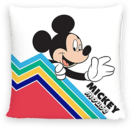 Disney Home Mickey Mouse - Dekokissen mit Füllung und Reißverschluss - 40x40 cm - Wurfkissen mit Füllung, tolles Deko-Kissen für Sofa, Couch, Wohnzimmer und Schlafzimmer - weiches Kuschelkissen