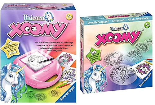 Ravensburger- Xoomy midi Licornes, 18710 & Xoomy Kit d'extension licorne 18134 – Pour apprendre, dessiner et peindre de manière créative pour les enfants à partir de 7 ans, Blanc