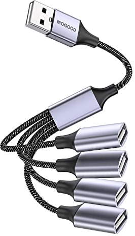 MOGOOD USB Splitter 4 in1 USB Kabel USB Hub USB zu USB Adapter USB Splitter mit Mehreren Steckdosen USB zu 4 USB Buchse Multi Port Kabelkonverter USB Stromverlängerungskabel für PC/Auto/TV