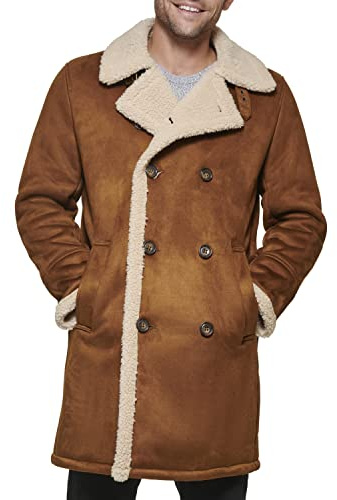 Dockers Manteau mi-long en fausse peau de mouton pour homme, cognac, Large
