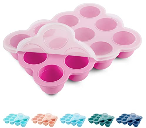 Baby Food Storage Container,Silicone Baby Food Freezer Tray with Lid, Food Grade Silicone,Perfect Food Container for Homemade Baby Food,Fruit Purees&Vegetables,and Breast Milk(Pink)