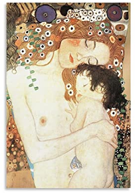 Gus-tav Klimt Mutter und Kind Poster, dekoratives Gemälde, Leinwand, Wandkunst, Wohnzimmer, Poster, Schlafzimmer, Gemälde, 40 x 60 cm
