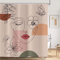 ASDCXZ Boho Duschvorhang 180x220 cm, Modern Abstrakt Kunst Mädchen mit Gesicht Blume Blätter Rose Bad Waschbar Duschvorhänge Polyester Textil Wasserdicht Duschvorhang für Badewanne mit 12 Haken