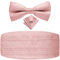 Dubulle Herren-Fliegen-Set, einfarbig, gewebt, vorgebunden, für Herren, Hochzeit, Business-Geschenk, Blush Pink Kummerbund, Medium