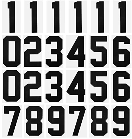 sourcing map Iron on Numbers 0 to 9 Heat Transfer 8 Black Single Number for Team Uniform, Sports T-Shirt, Football, Basketball, Baseball Pack of 24