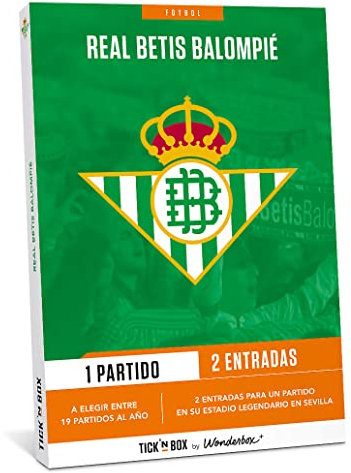 Tick&Box - Caja Regalo - Real Betis Balompié - 1 Partido - 2 Entradas - para un Partido en su Estadio Legendario en Sevilla