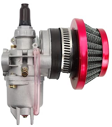 Viviance Carburatore Carb Carby + acciaio 44mm filtro aria + stack compatibile con 47cc 49cc Mini Moto Dirt Pocket Bike ATV Quad Go Kart Minimoto - Filtro rosso