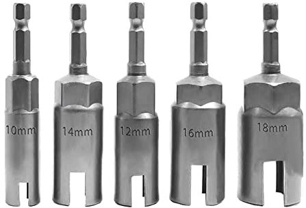Hopbucan 5 PCS Steel Power Wing Nut Driver Set with 1/4 Inch Hex Slot Wing Nuts Drill Bit Socket Wrenches Tools Set for Panel